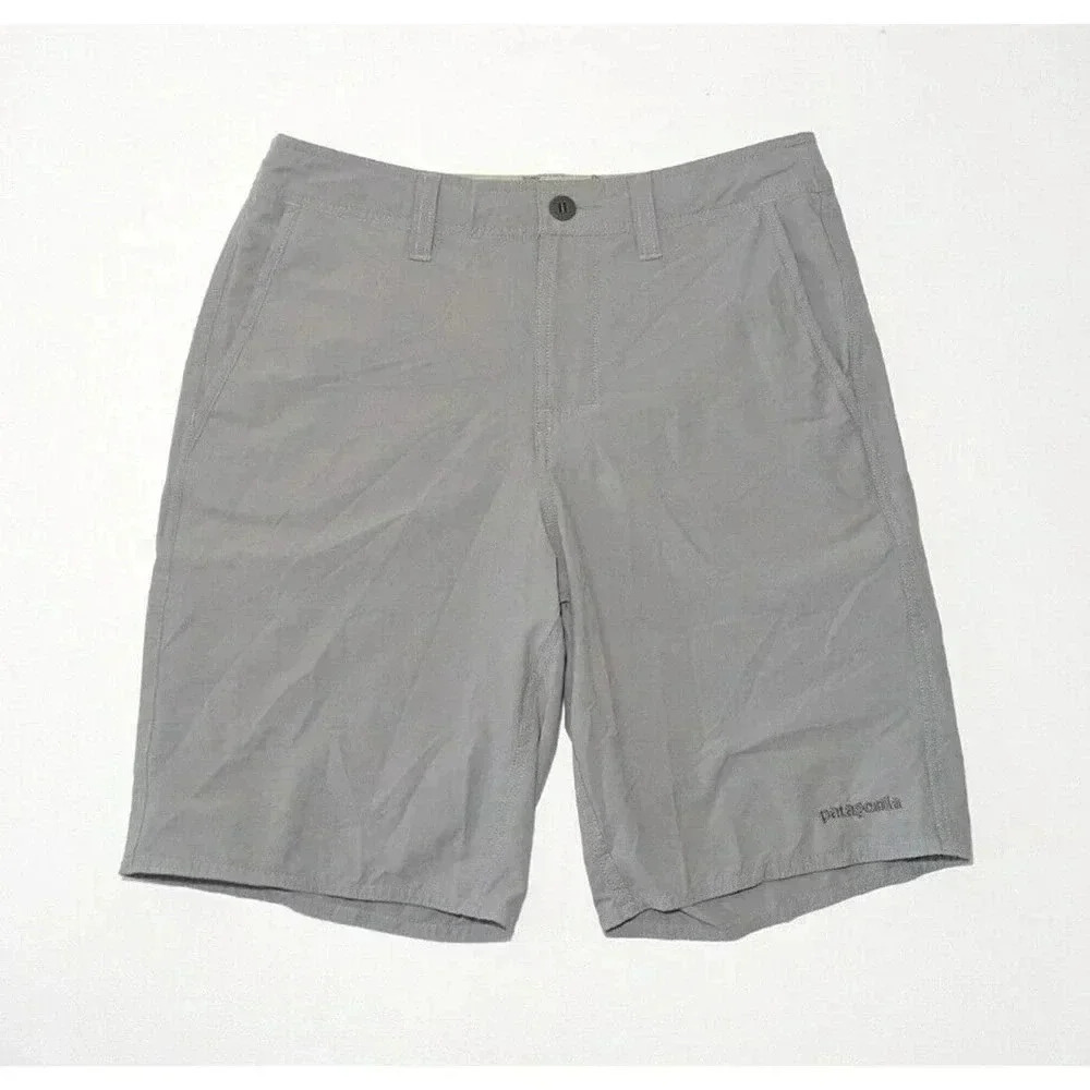 Patagonia Light Gray Solid Quick Dry Board Shorts Size 30 Zip Pockets Nylon